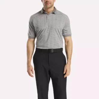 Men’s Short Sleeve Tonal Vector Jacquard Polo Shirt with Tipped Rib Trim