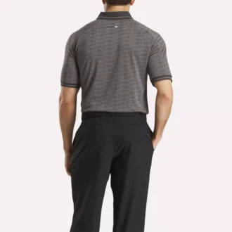 Men’s Short Sleeve Tonal Vector Jacquard Polo Shirt with Tipped Rib Trim