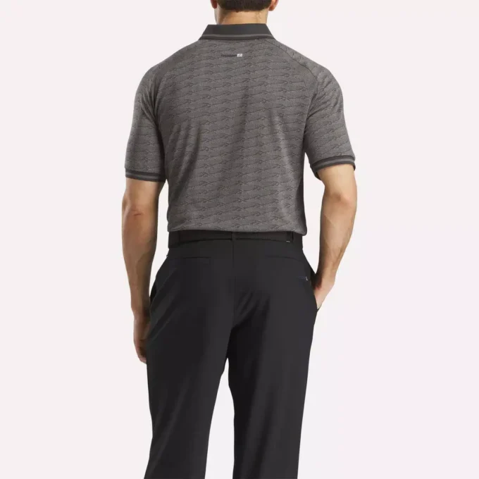 Men’s Short Sleeve Tonal Vector Jacquard Polo Shirt with Tipped Rib Trim Men’s Short Sleeve Tonal Vector Jacquard Polo Shirt with Tipped Rib Trim