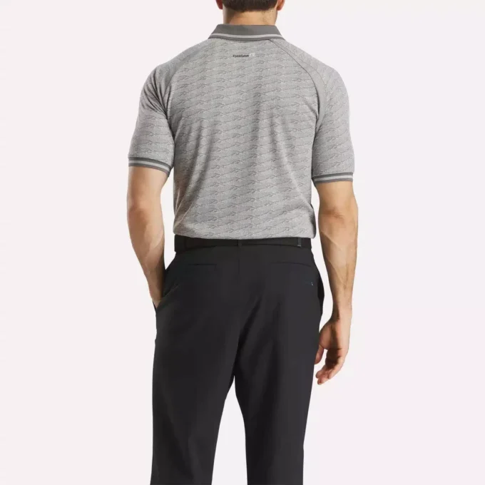 Men’s Short Sleeve Tonal Vector Jacquard Polo Shirt with Tipped Rib Trim