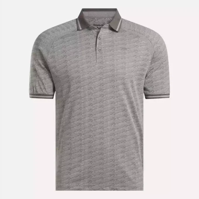 Men’s Short Sleeve Tonal Vector Jacquard Polo Shirt with Tipped Rib Trim
