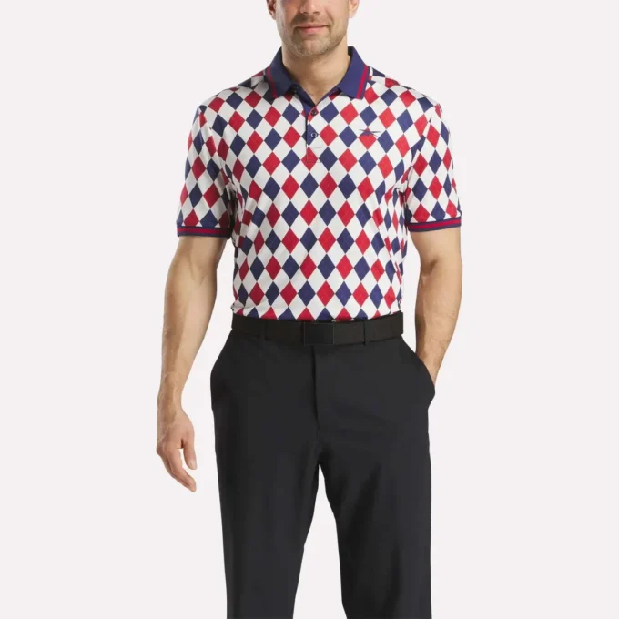 Men’s Short Sleeve Vector Argyle Print Polo Men’s Short Sleeve Vector Argyle Print Polo