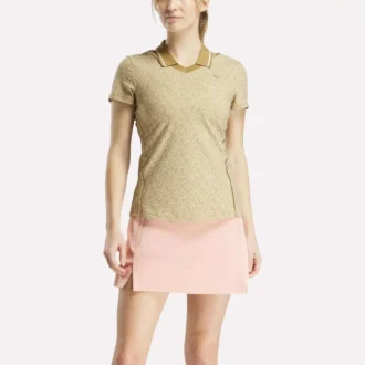 Women’s Cap Sleeve Johnny Collar Micro Floral Polo Shirt