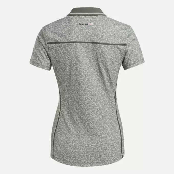 Women’s Cap Sleeve Johnny Collar Micro Floral Polo Shirt Women’s Cap Sleeve Johnny Collar Micro Floral Polo Shirt