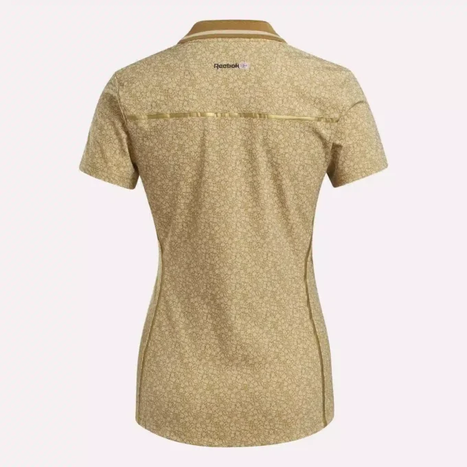 Women’s Cap Sleeve Johnny Collar Micro Floral Polo Shirt Women’s Cap Sleeve Johnny Collar Micro Floral Polo Shirt
