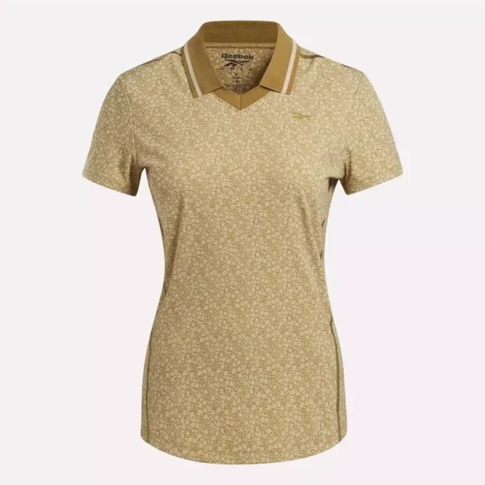 Women’s Cap Sleeve Johnny Collar Micro Floral Polo Shirt Women’s Cap Sleeve Johnny Collar Micro Floral Polo Shirt