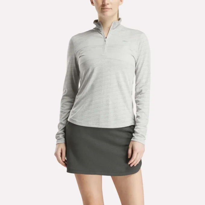 Women’s Long Sleeve Engineered Vector Jacquard 1/4 Zip Golf Pullover Top Women’s Long Sleeve Engineered Vector Jacquard 1/4 Zip Golf Pullover Top