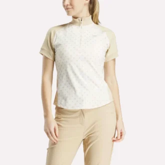 Women’s Short Sleeve 1/4 Zip Mini Argyle Print Top