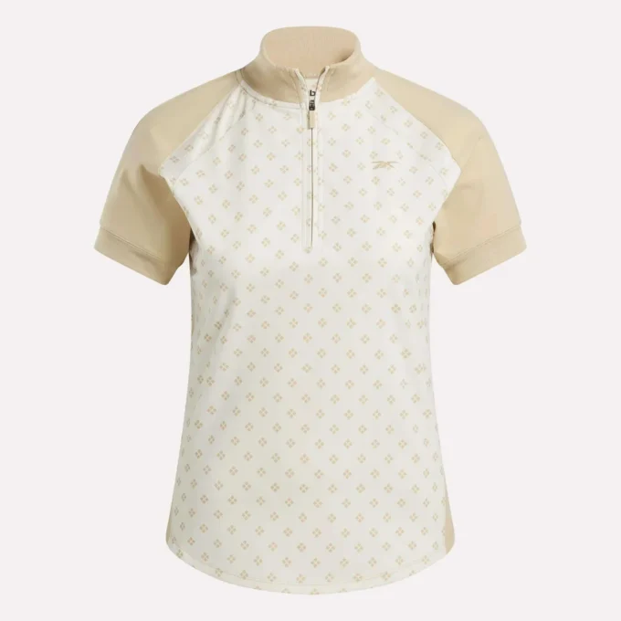 Women’s Short Sleeve 1/4 Zip Mini Argyle Print Top Women’s Short Sleeve 1/4 Zip Mini Argyle Print Top