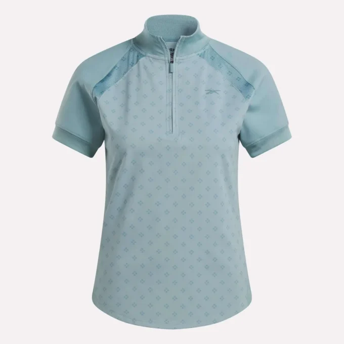 Women’s Short Sleeve 1/4 Zip Mini Argyle Print Top Women’s Short Sleeve 1/4 Zip Mini Argyle Print Top