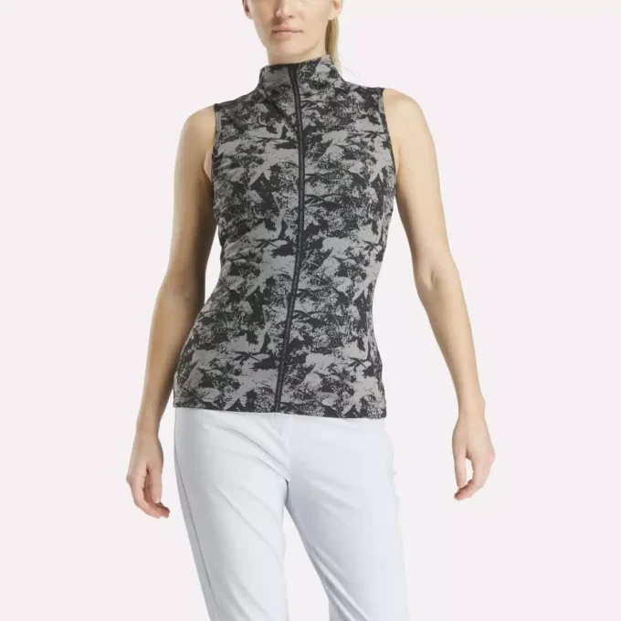 Women’s Sleeveless Mock Neck Golf Top – Vector Abstract Print