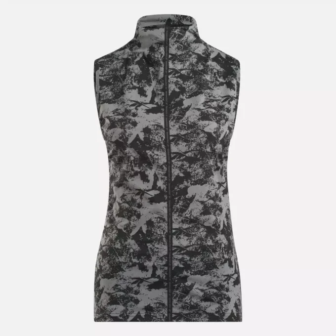 Women’s Sleeveless Mock Neck Golf Top – Vector Abstract Print