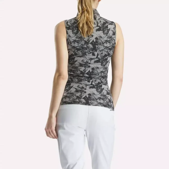 Women’s Sleeveless Mock Neck Golf Top – Vector Abstract Print