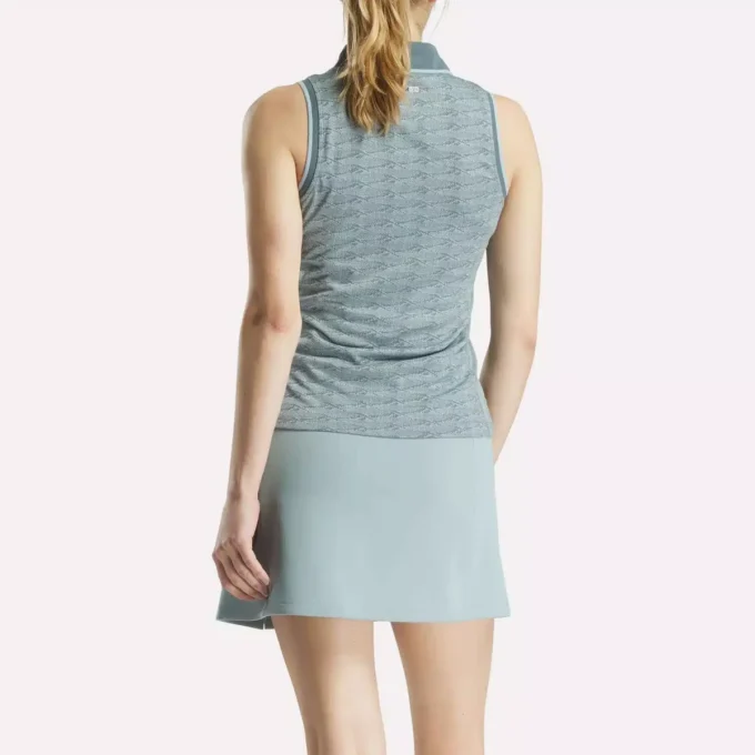 Women’s Sleeveless Tonal Vector Jacquard Golf Polo Shirt Women’s Sleeveless Tonal Vector Jacquard Golf Polo Shirt