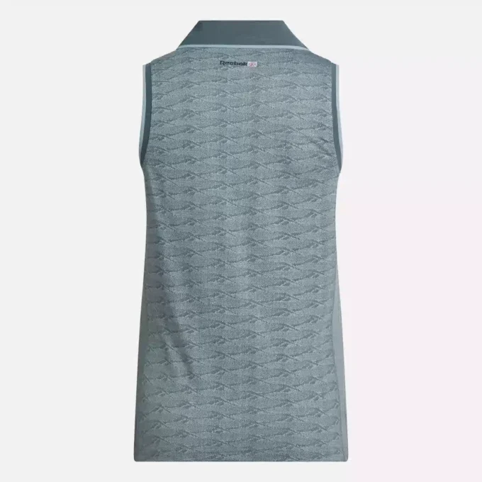 Women’s Sleeveless Tonal Vector Jacquard Golf Polo Shirt Women’s Sleeveless Tonal Vector Jacquard Golf Polo Shirt