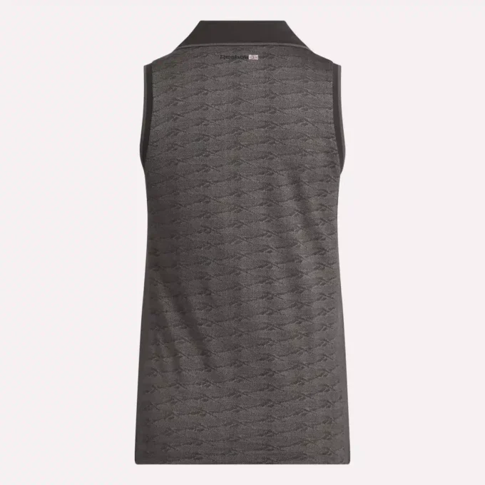 Women’s Sleeveless Tonal Vector Jacquard Golf Polo Shirt Women’s Sleeveless Tonal Vector Jacquard Golf Polo Shirt