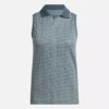 Women’s Sleeveless Tonal Vector Jacquard Golf Polo Shirt Women’s Sleeveless Tonal Vector Jacquard Golf Polo Shirt