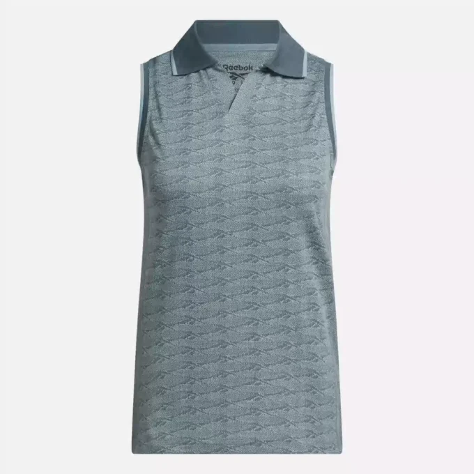 Women’s Sleeveless Tonal Vector Jacquard Golf Polo Shirt Women’s Sleeveless Tonal Vector Jacquard Golf Polo Shirt