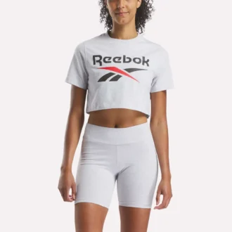 Women’s Two-Color Logo Crew Cropped Short Sleeve Tee