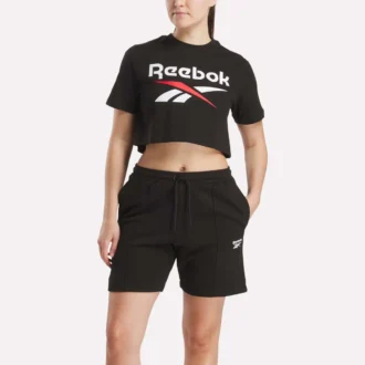 Women’s Two-Color Logo Crew Cropped Short Sleeve Tee